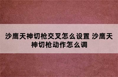 沙鹰天神切枪交叉怎么设置 沙鹰天神切枪动作怎么调